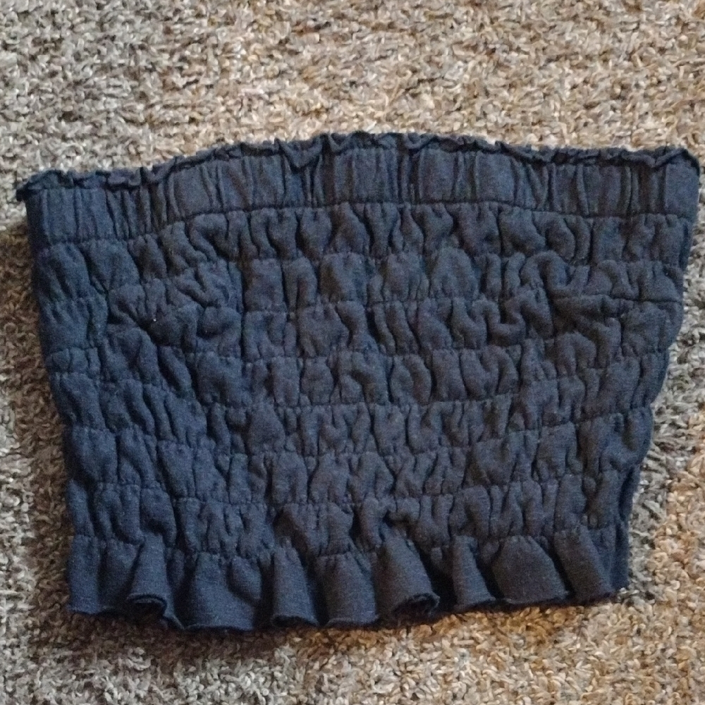 Free People Black Smocked Top